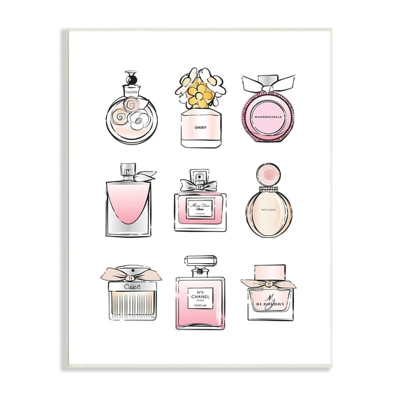 Martina Pavlova Industries Fragrance Bottle Glamour Chic Modern Fashion Illustrations 19 in x 13 in Framed Painting Canvas Art Print, by Stupell Home Décor