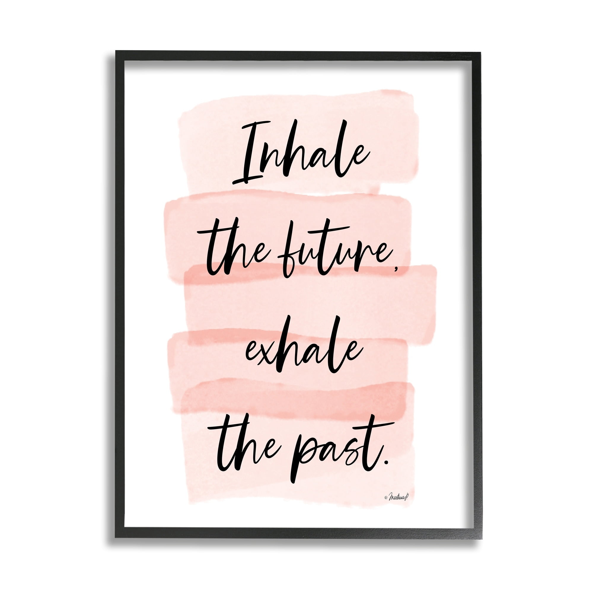 Martina Pavlova Inhale The Future Glamorous Pink Watercolor Stripes 11" x 14" Framed Painting Art Prints by Stupell Home Décor
