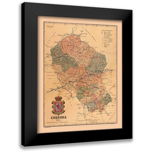 Martine 12x14 Black Modern Framed Museum Art Print Titled - Cordova Spain 1901 - Martine 1904