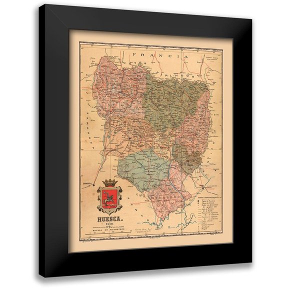 Martine 12x14 Black Modern Framed Museum Art Print Titled - Huesca Spain 1901 - Martine 1904