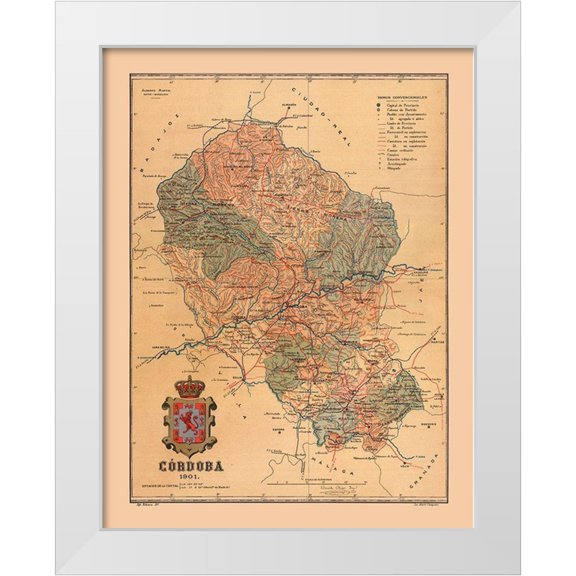 Martine 12x14 White Modern Wood Framed Museum Art Print Titled - Cordova Spain 1901 - Martine 1904