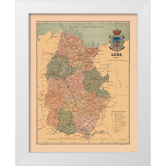 Martine 12x14 White Modern Wood Framed Museum Art Print Titled - Lugo Spain 1901 - Martine 1904