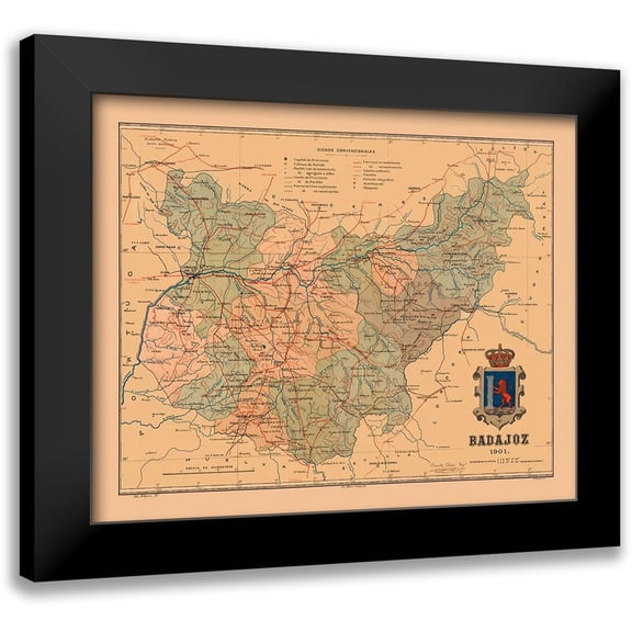 Martine 14x12 Black Modern Framed Museum Art Print Titled - Badajoz Spain 1901 - Martine 1904