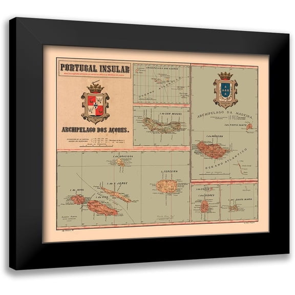 Martine 14x12 Black Modern Framed Museum Art Print Titled - Europe Portugal Insular Azores - Martine 1904