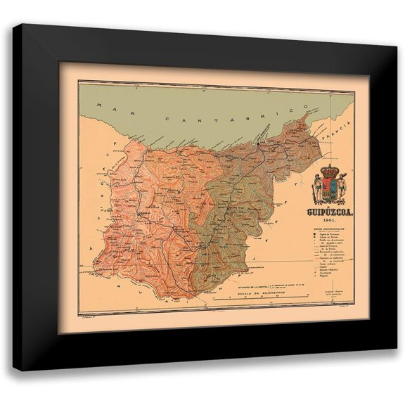 Martine 14x12 Black Modern Framed Museum Art Print Titled - Gipuzkoa Spain 1901 - Martine 1904