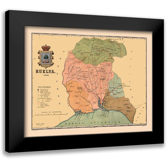 Martine 14x12 Black Modern Framed Museum Art Print Titled - Huelva Spain 1900 - Martine 1904