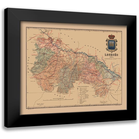 Martine 14x12 Black Modern Framed Museum Art Print Titled - Logrono Spain 1901 - Martine 1904