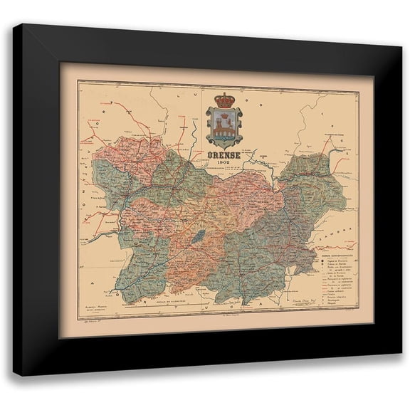 Martine 14x12 Black Modern Framed Museum Art Print Titled - Ourense Spain 1902 - Martine 1904