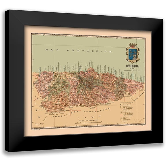 Martine 14x12 Black Modern Framed Museum Art Print Titled - Oviedo Spain 1901 - Martine 1904