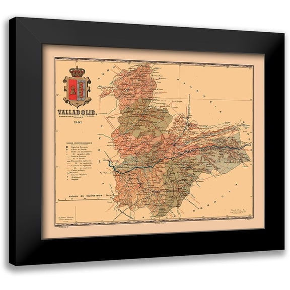 Martine 14x12 Black Modern Framed Museum Art Print Titled - Valladolid Spain 1901 - Martine 1904