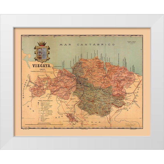 Martine 14x12 White Modern Wood Framed Museum Art Print Titled - Biscay Spain 1901 - Martine 1904