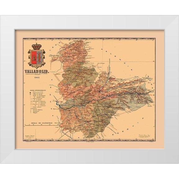 Martine 14x12 White Modern Wood Framed Museum Art Print Titled - Valladolid Spain 1901 - Martine 1904