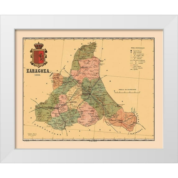 Martine 14x12 White Modern Wood Framed Museum Art Print Titled - Zaragoza Spain 1900 - Martine 1904