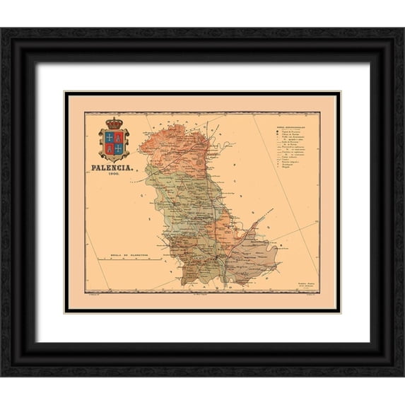 Martine 18x15 Black Ornate Wood Framed with Double Matting Museum Art Print Titled - Palencia Spain 1900 - Martine 1904