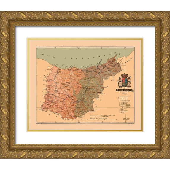 Martine 18x15 Gold Ornate Wood Framed with Double Matting Museum Art Print Titled - Gipuzkoa Spain 1901 - Martine 1904