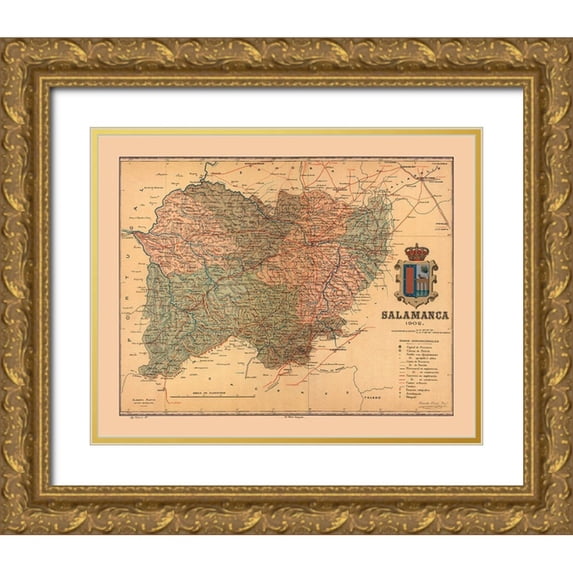 Martine 18x15 Gold Ornate Wood Framed with Double Matting Museum Art Print Titled - Salamanca Spain 1902 - Martine 1904