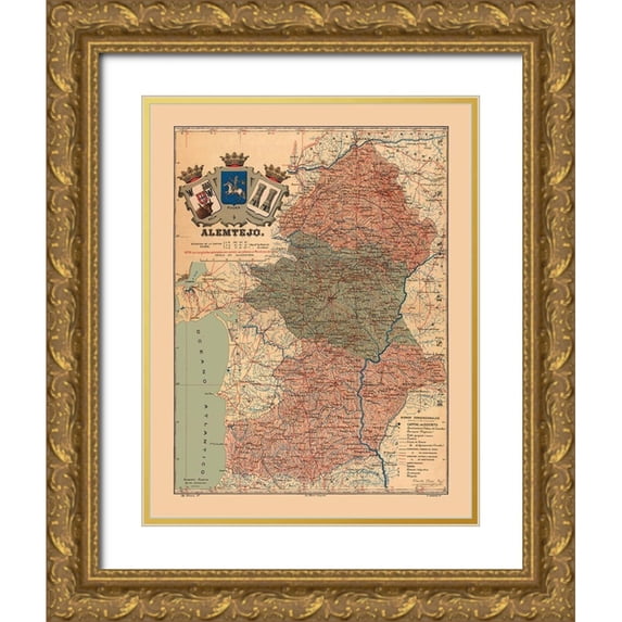 Martine 19x24 Gold Ornate Wood Framed with Double Matting Museum Art Print Titled - Europe Portugal Alentejo - Martine 1904