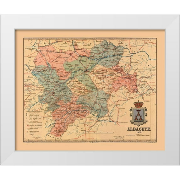 Martine 24x20 White Modern Wood Framed Museum Art Print Titled - Albacete Spain 1902 - Martine 1904