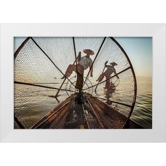 Martinelli, Michele 32x23 White Modern Wood Framed Museum Art Print Titled - Intha Fishermen