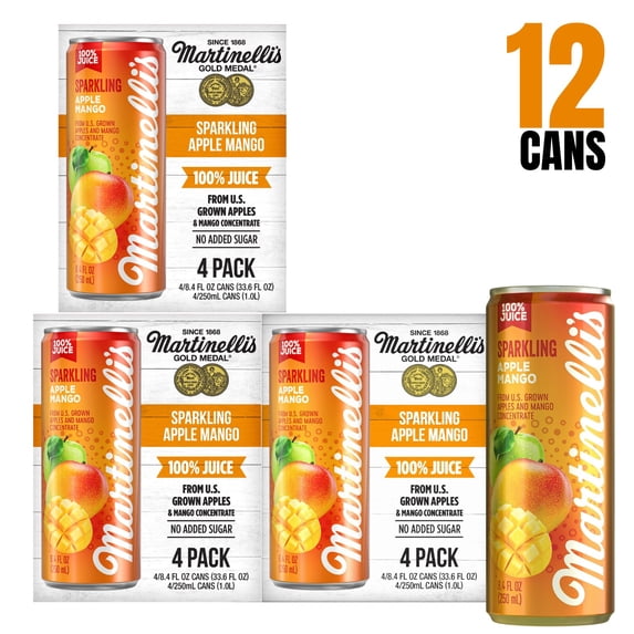 Martinelli’s 100% Juice Apple Mango Sparkling – 8.4 fl oz Can, 12 Pack ✅