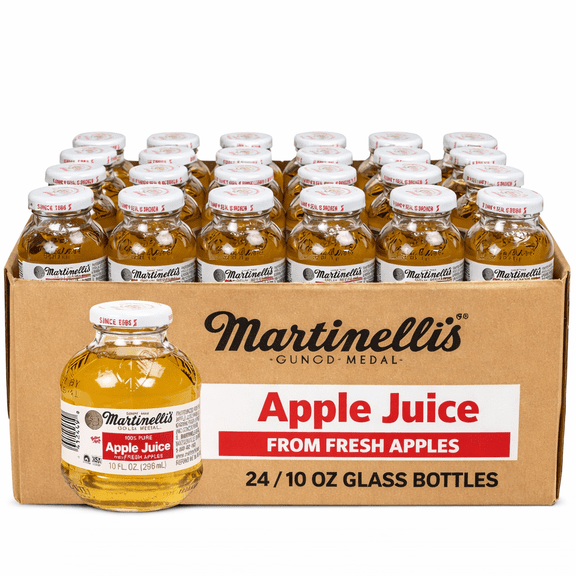 Martinelli's Gold Medal 100% Apple Juice 10 fl oz Glass Bottles 24 Pack Premium Apple Juice