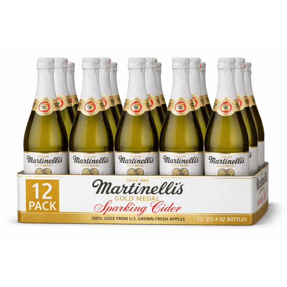 Martinelli's Gold Medal Sparkling Apple Cider, 25.4 fl oz Glass Bottles, 12 Pack