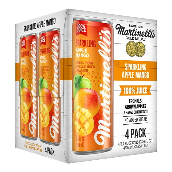 Martinelli's Gold Medal Sparkling Apple Mango with 100% Juice, 8.4 fl oz, 4 Pack Cans
