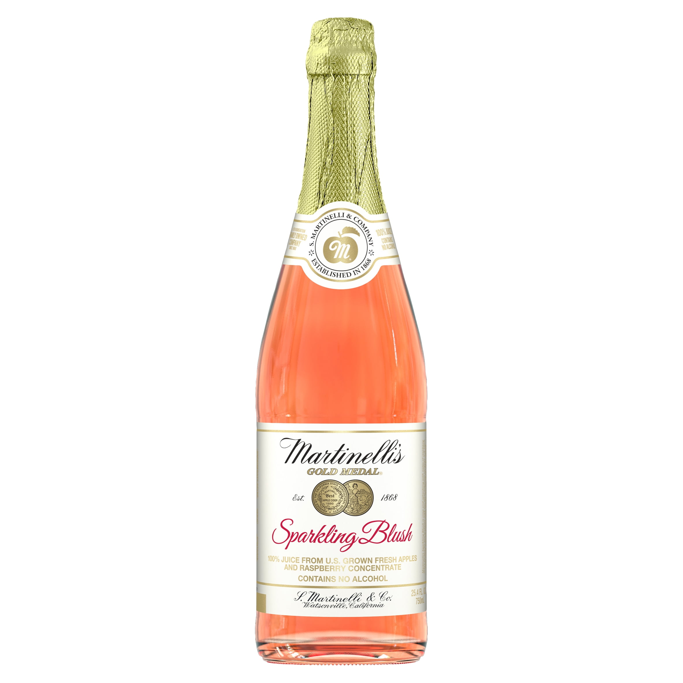 Martinelli's Gold Medal Sparkling Blush 100 Juice, 25.4 fl oz, Shelf