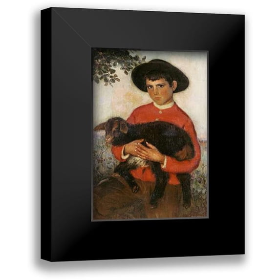Martinez, Eugenio Hermosa 11x14 Black Modern Framed Museum Art Print Titled - The Goatherd. El Cabrerillo