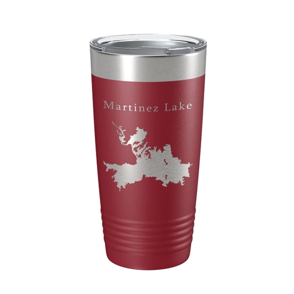 Martinez Lake Map Tumbler Travel Mug Insulated Laser Engraved Coffee Cup Arizona 20 oz Maroon