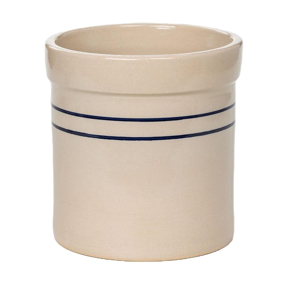 Martinez Pottery Blue Stripe Stoneware Pickling Fermenting Crock .75 Gallon