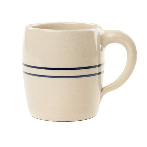 Martinez Pottery Heritage Blue Stripe Stoneware Barrel Mug, USA Made, 16 oz
