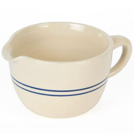 Martinez Pottery Heritage Blue Stripe Stoneware Batter Bowl, Handmade, 3 Cup