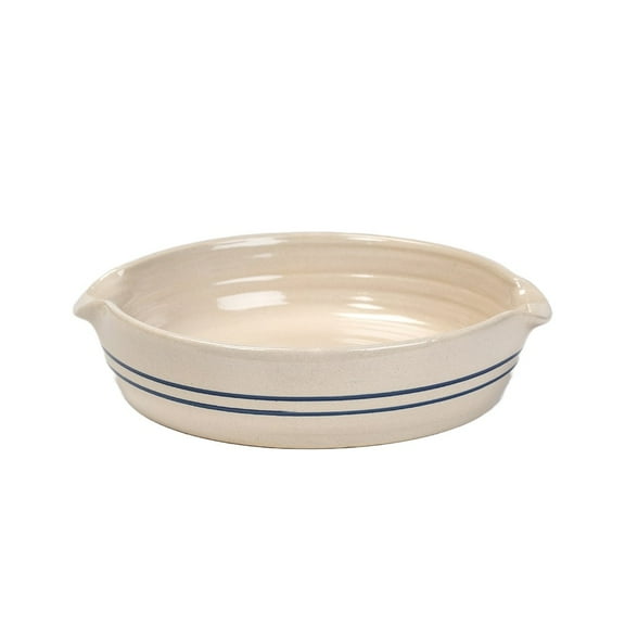 Martinez Pottery Heritage Blue Stripe Stoneware Handmade Cornbread Pan