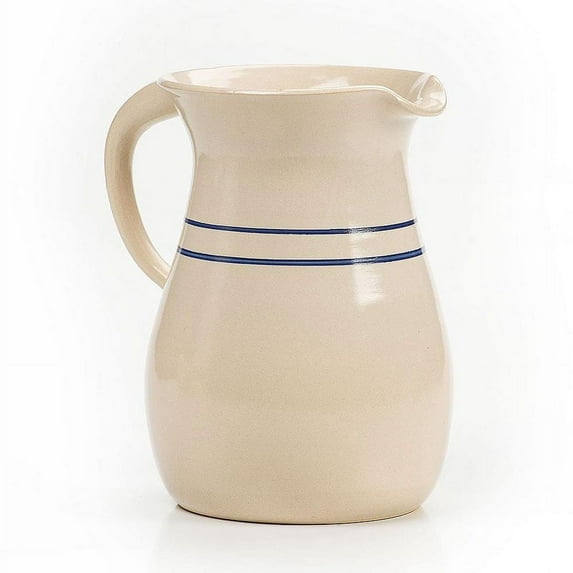 Martinez Pottery Heritage Blue Stripe Stoneware Pitcher