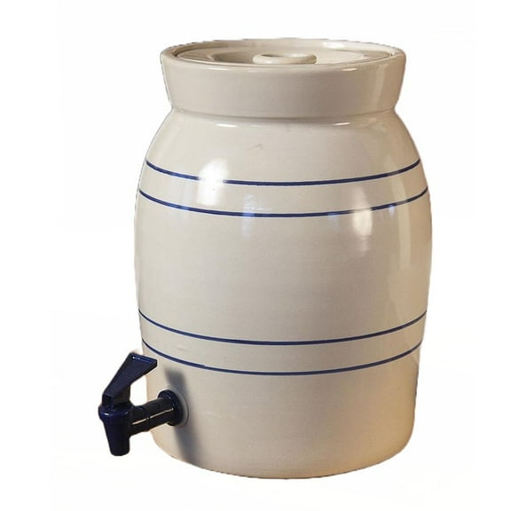 Martinez Pottery Heritage Blue Stripe Stoneware Water Cooler and Vinegar Crock