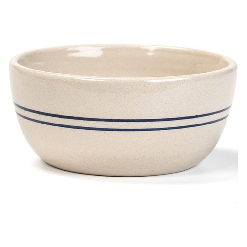 Martinez Pottery Salad Bowl Handmade Heritage Blue Stripe