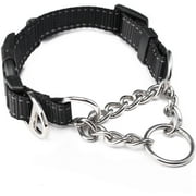Mighty Paw Martingale Dog Collar - Stainless Steel Chain, Heavy Duty Buckle - Small, Black