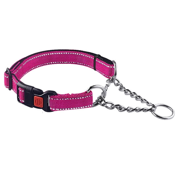 Martingale Dog Collars, Reflective Nylon Collar with Stainless Steel Chain, Adjustable Walking Training Dog Collars with Quick Release Buckle, Suitable for Small Medium Large Dogs