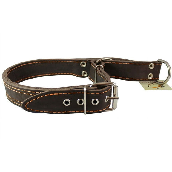 Martingale Genuine Brown Double Ply Leather Dog Collar Choker Large Fits 19'-22.5' Neck.