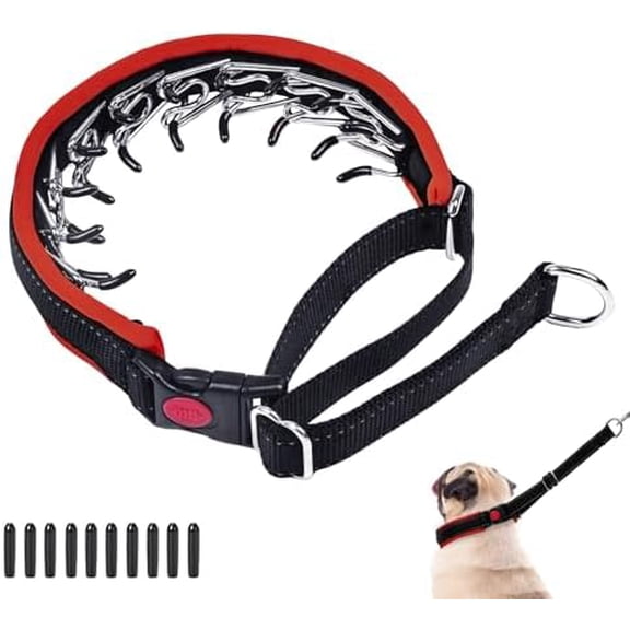 Martingale No Pull Dog Collar, Heavy Duty Nylon With Buckle, Adjustable Anti Pull Reflective Slip for Large Medium Small Dog Training Walking S Red