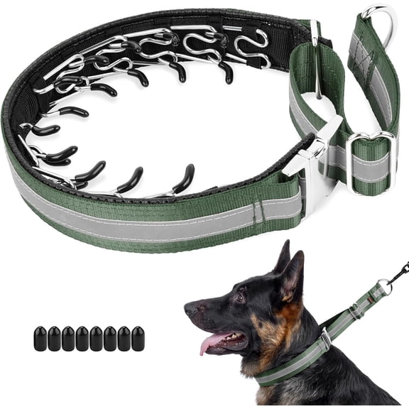 Martingale No Pull Collar for Lar Medium Dogs, Patented Dog Walking Training Pulling, 1.5'' Wide Alloy Buckle, Neoprene Padded, Adjustable, Reflective, Easy to Use(L, Green)