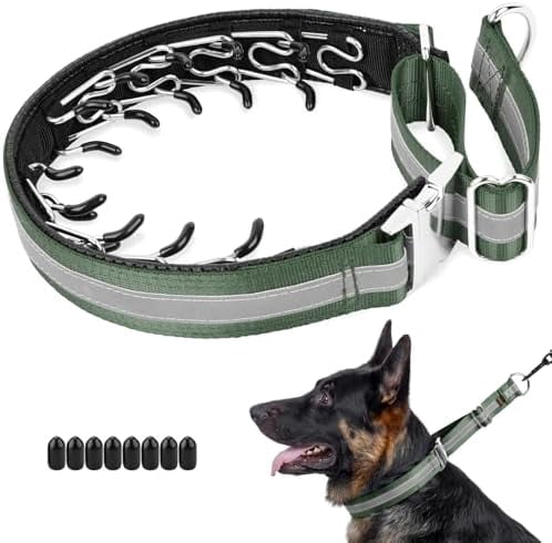 Martingale No Pull Collar for Large Medium Dogs, Patented Dog Walking Training Collar for Pulling, 1.5'' Wide Alloy Buckle, Neoprene Padded, Adjustable, Reflective, Easy to Use(XL, Green)