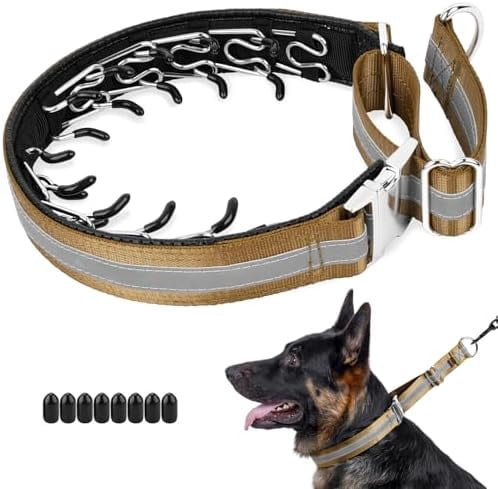 Martingale No Pull Collar for Large Medium Dogs, Patented Dog Walking Training Collar for Pulling, 1.5'' Wide Alloy Buckle, Neoprene Padded, Adjustable, Reflective, Easy to Use(L, Brown)
