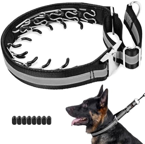 Martingale No Pull Collar for Large Medium Dogs, Patented Dog Walking Training Collar for Pulling, 1.5'' Wide Alloy Buckle, Neoprene Padded, Adjustable, Reflective, Easy to Use(L, Black)
