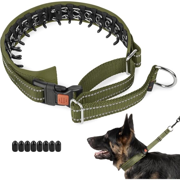 Martingale No Pull Collar for Medium Lar Dogs rman Shepherd Doberman Pitbull, Patented Anti Correction Dog Safety Walking Training, Reflective, Adjustable(M/L, Army Green)