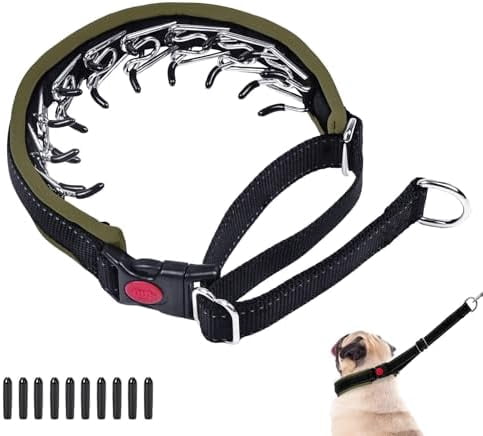 Martingale No Pull Dog Collar - Heavy Duty Nylon with Buckle, Adjustable Anti Pull Reflective Slip Collar for Large Medium Small Dog Training Walking L Army Green