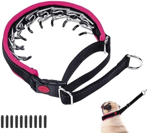 Martingale No Pull Dog Collar - Heavy Duty Nylon With Buckle, Adjustable Anti Pull Reflective Slip Collar for Large Medium Small Dog Training Walking M Hot Pink