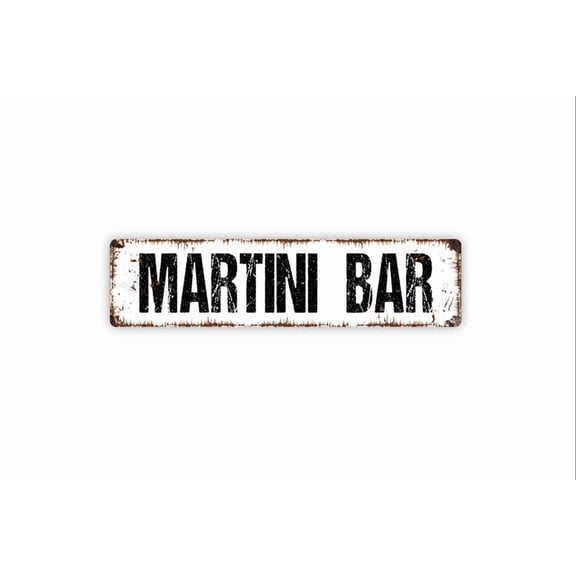 Martini Bar Sign - Pub Club Cocktail Lounge Rustic Street Metal Aluminum Sign or Door Name Plate Plaque - Size: 16 x 4 Inches
