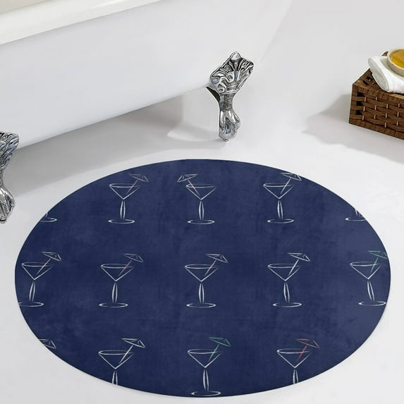 Martini Cocktail Glass Round Carpet Circle Rug Outdoor Patio Area Rug Washable Large Area Rugs Hallway Room Decor Fitness Mats